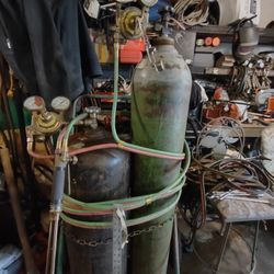 Heavy Duty Torches,Full, Largest Set Available Oxygen And Acetylene Tanks 