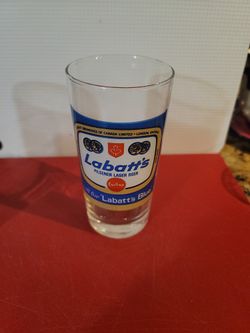 VTG. ADVERTISING LABATT'S PILSNER LAGER BEER DRINKING GLASS LIBBEY GLASS BLUE 