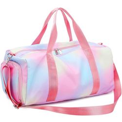 Weekender Duffel Dance Bag For Girls Gym Bag Overnight Travel duffle Bags with Shoe Compartment Wet Pocket Pink