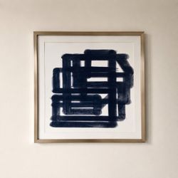 Set of 2 Modern Abstract Framed Wall Art Prints | 29” x 29” Contemporary Black & White Decor