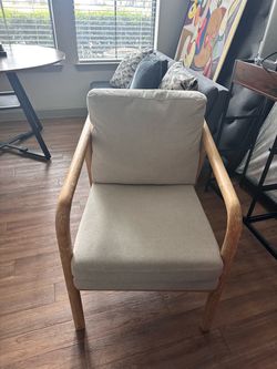 Upholstered Wood Frame Accent Chair w/ Cushions