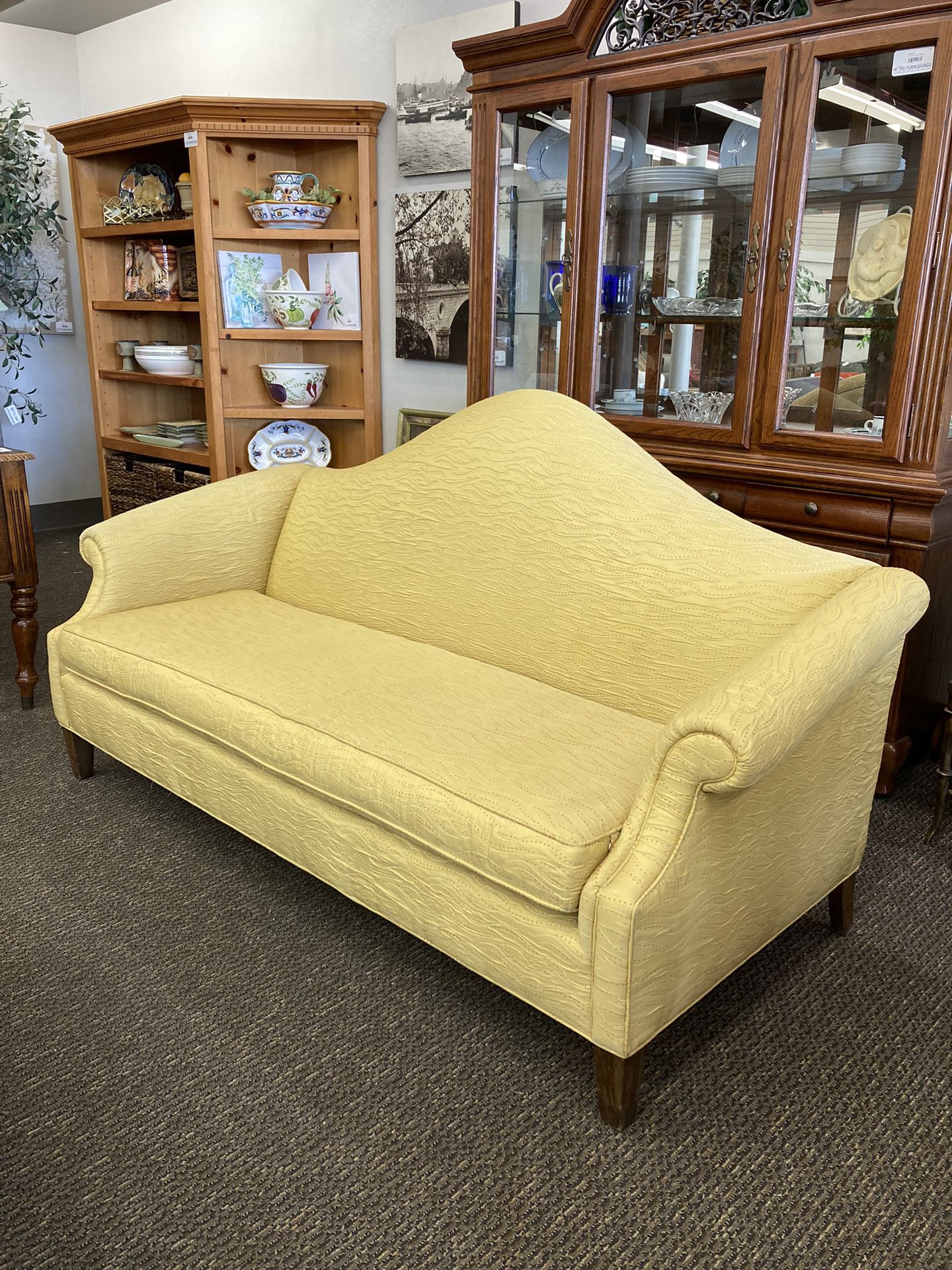 Yellow Camelback Sofa