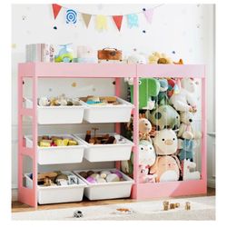 50.6"W Toy Organizer with Stuffed Animal Storage & Toy Bins