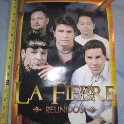 Tejano Tex Mex Autographed Poster La Fiebre 2004 5 Signatures EXCELLENT Cond!