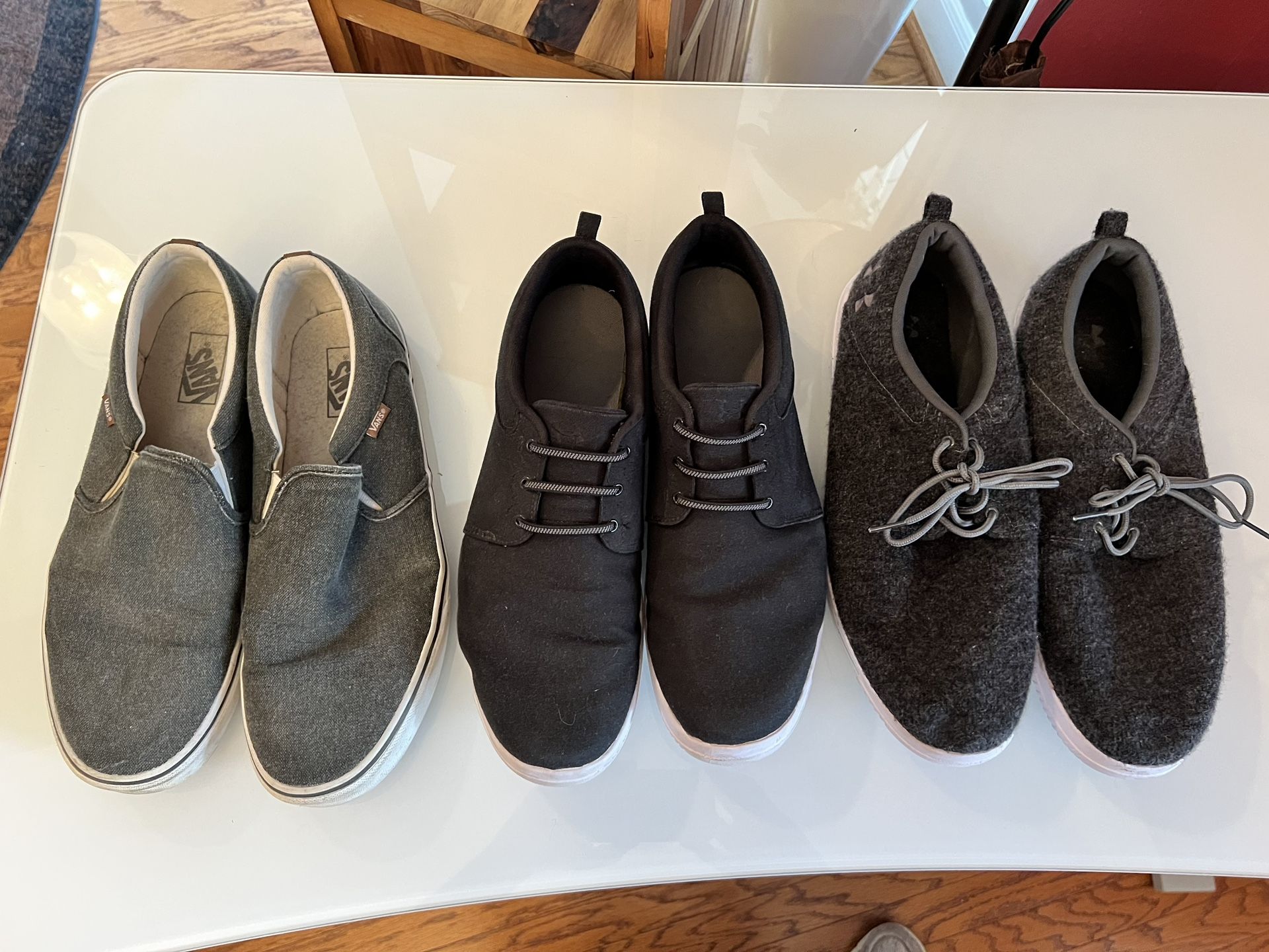 Men’s Casual Shoes (Vans, Under Armour, Black Canvas)