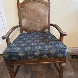 Cane Back Arm Chair On Rolling Casters Beautiful! 