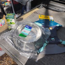 Items For Medium Size Dog 2 Stainless Bowls For Feeding Package Of 120 Poop Bags And A Ruffwear Size Med All New 