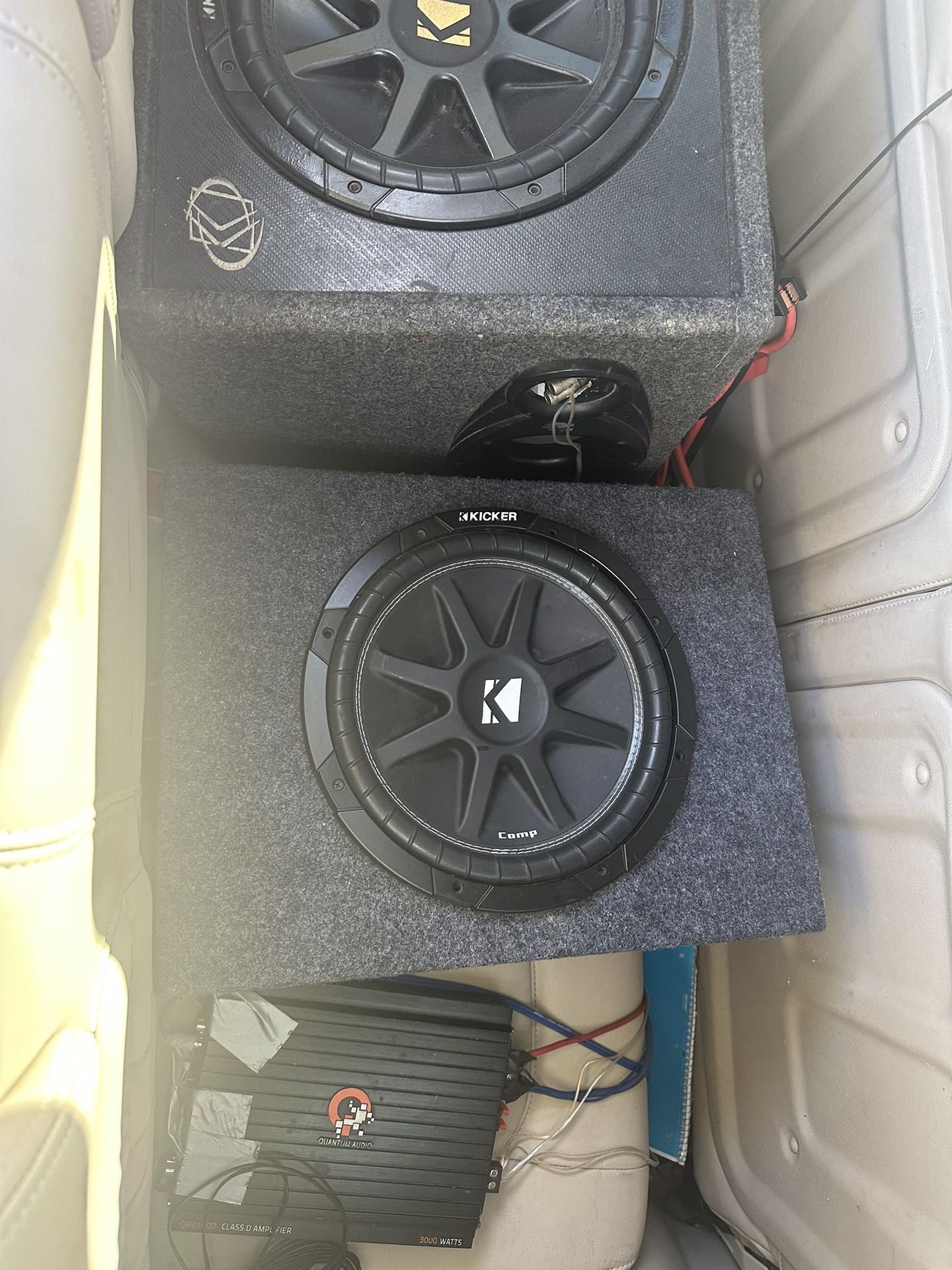 2 12” Speakers In boxes With An Amp