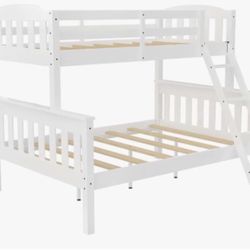 Twin/ Full Size Bunk Bed With Detached Desk And Mattress