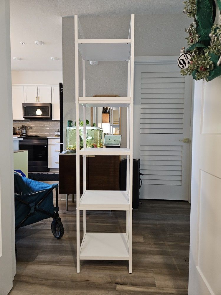 72" White Metal Bookcase