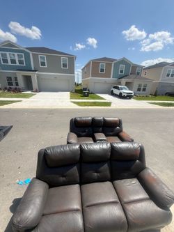 Black leather couches