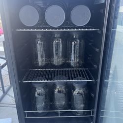 mini fridge with glass door