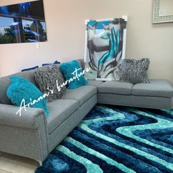 New Light Grey Fabric Sectional 