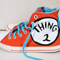 Converse All Star shoes Dr Seuss Thing 1 & Thing 2” Junior Size US 6