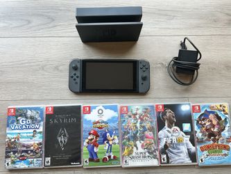 Nintendo Switch Bundle w/ Dock, Charger + 6 Games (Great Condition) + 64gb SD