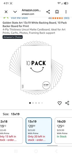 Golden State Art 13x19 White Backing Boards 10 Pack