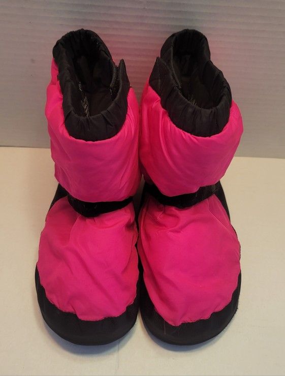 Linna & Max Women's Warm Up Booties Bright Pink & Black Nylon Size M