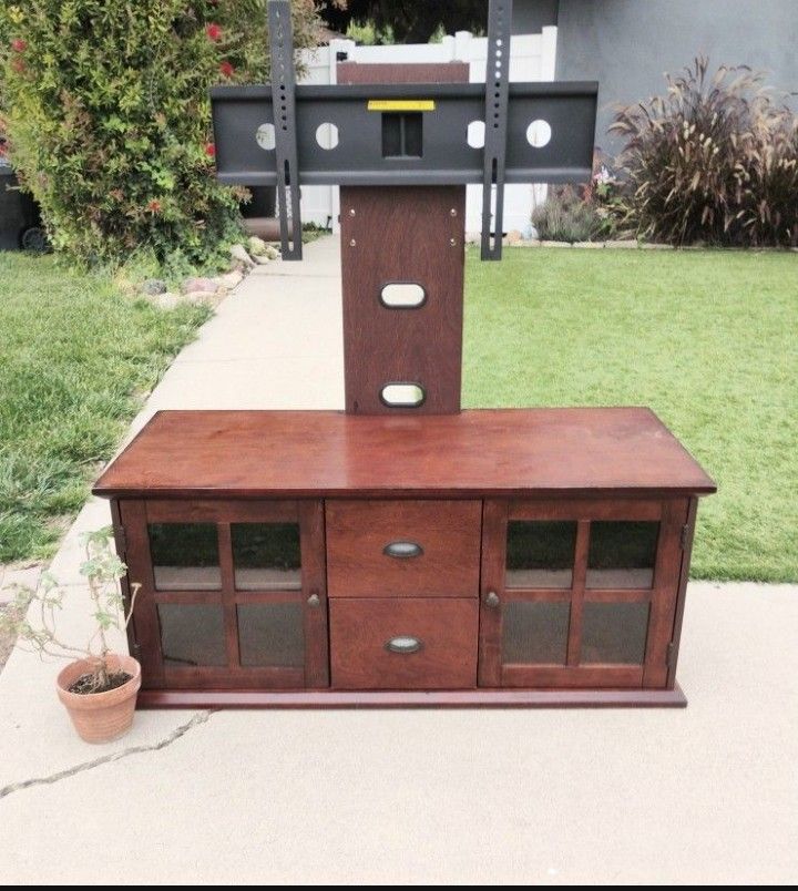 Rustic T. V. Console Small Entertainment Center Drawers Glass Cabinet Doors with Storage Shelves 47 1/4" W X 21" D X 50 3/4" T