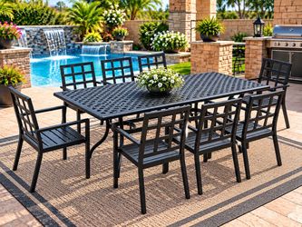 9 pcs new display outdoor table set umbrella not included