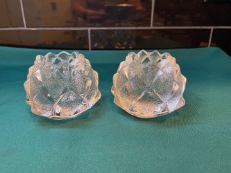 Vintage beautiful Orrefors set of 2 crystal Nimbus tea light candle holder