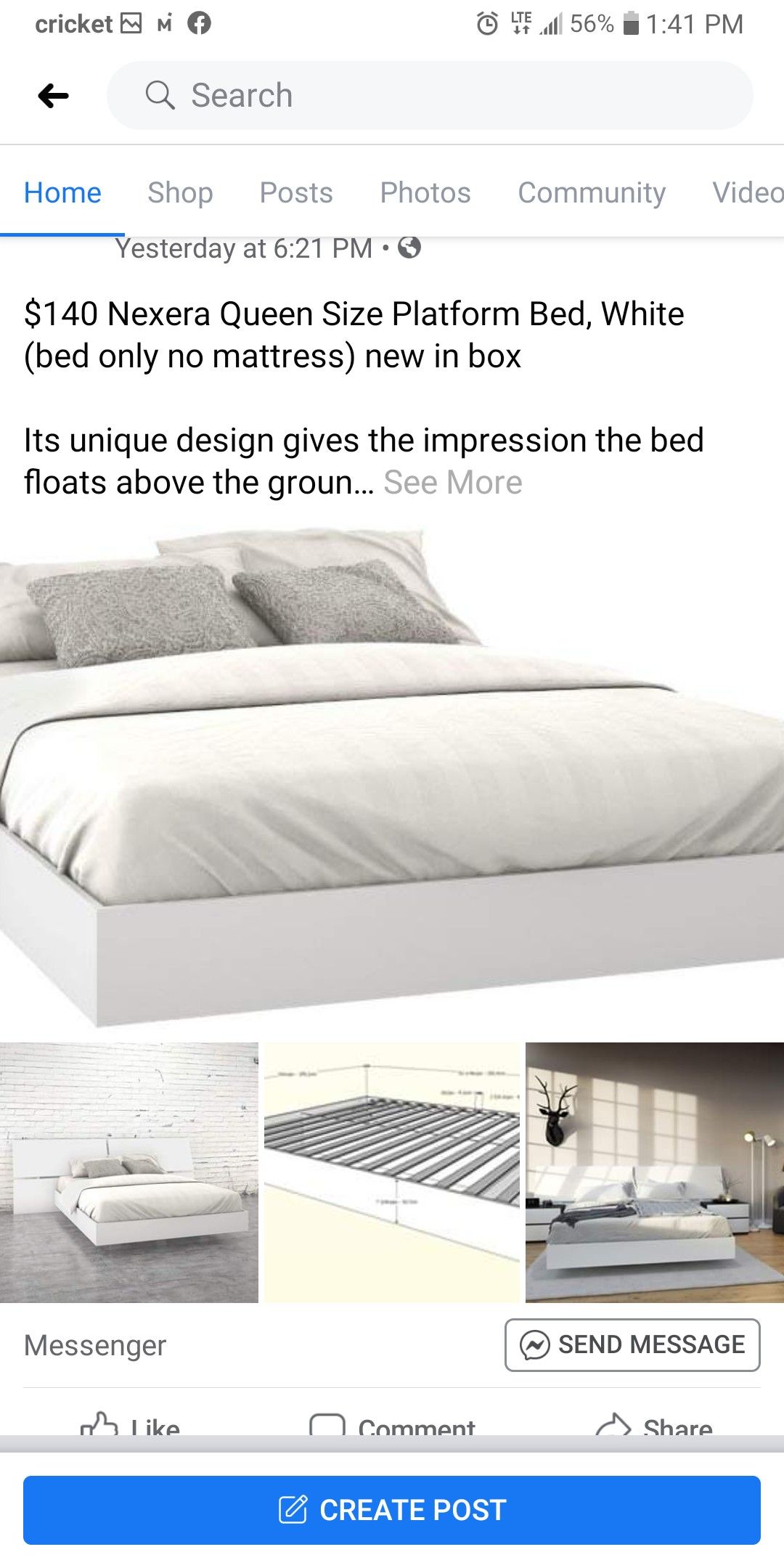 New brand new queeen white bed frame