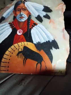 Original painting  on Onix  Stone slab