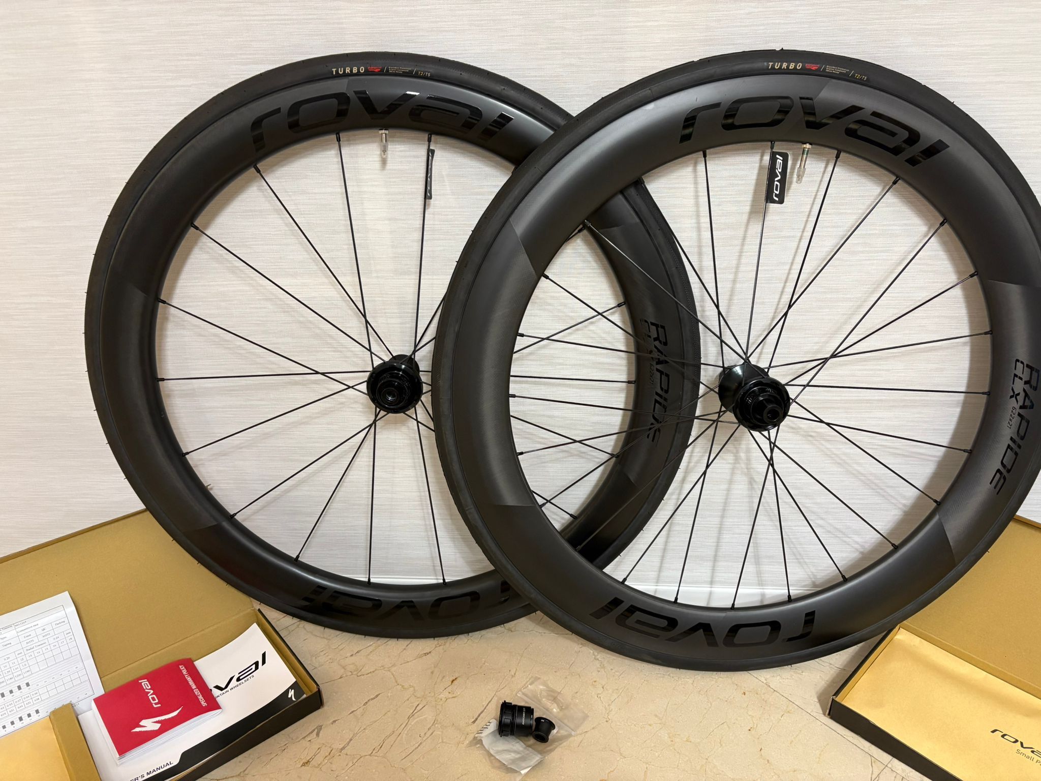 NEW Roval Rapide CLX II Carbon Road Bike Disc Brake Wheelset Shimano Or XDR Freehub 700c with Tires S-Works Turbo T2/T5 Tubeless