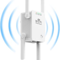 Upgraded WiFi Range Extender Wireless Repeater Internet Amplifier with 4 High Power External Antennas Ethernet Ports for Whole Home WiFi Coverage