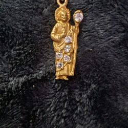 14k gold St Jude pendant with 14 k gold chain