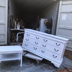 Beautiful Custom Farmhouse Wood Drawer Dresser & Nightstand Approx 65in