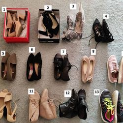 Women's shoes size 6.5/7 Most New – Flats, Heels, sneakers, booties 