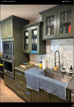 Sage Green Kitchen Cabinets with Appliances