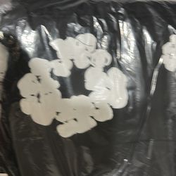 Black/white DENIM TEAR HOODIE