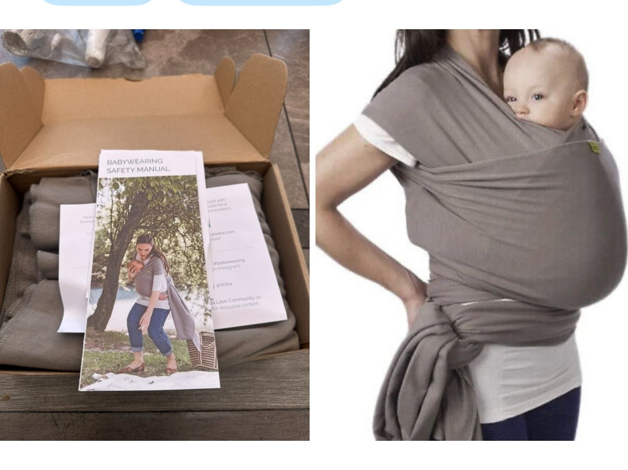 NEW Boba Baby Wrap Carrier - Original Baby Carrier Wrap, Baby Sling for Newborns - up to 35lb (Grey)