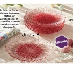 Princess House.   Juego De 8 Platos De Cristal Wildflower Nuevos En Su Caja 