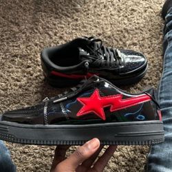 Red And Black Bapesta Shoes