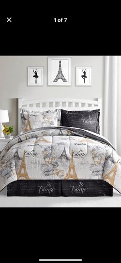 8 Pieces Paris Theme Comforter Set Brand New 