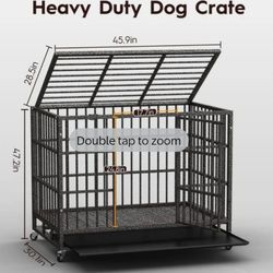 Brand New In Box NOT A RETURNED ITEM!! 48" Xxl Heavy Duty Dog Crate 2 Doors W/ Wheels & Tray Jaula De Mascota Nuevo En Caja Foldable Kennel