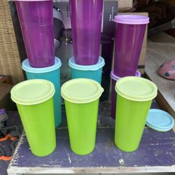 Set Of 9 Tupperware Drinking Cups With Seal Tight Kids