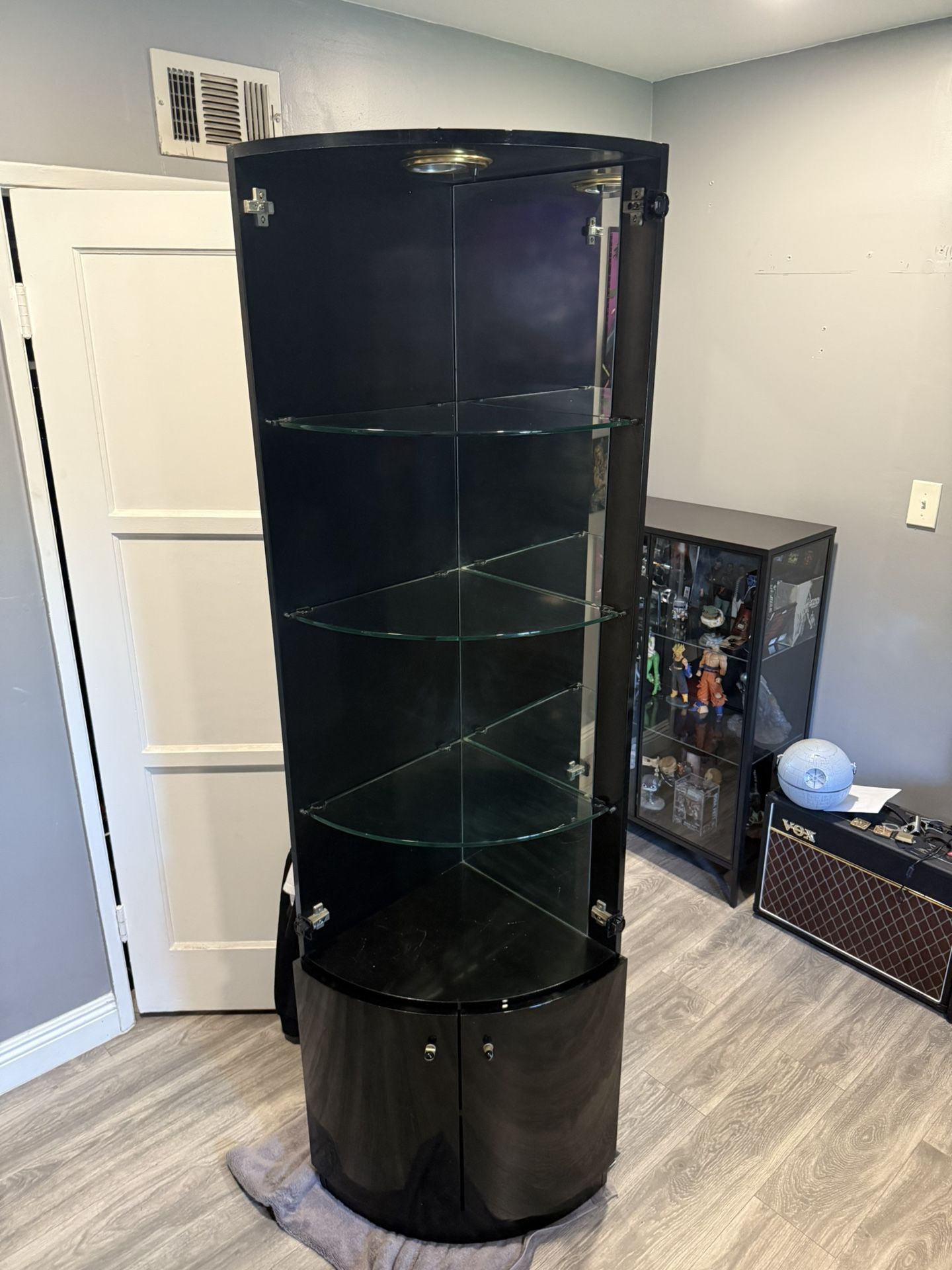 Corner Black Glass Shelf