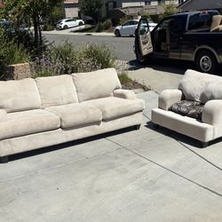 🛋️ Light Beige Sofa + Oversized Armchair Set – Clean & Comfy!
