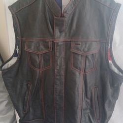 Leather Motorcycle Vest 2XL