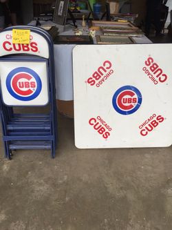 Chicago Cubs box seats and card table