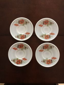 Four Vintage Milk Glass Saucers