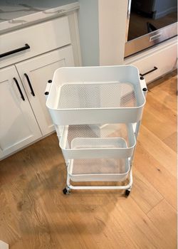 3-Tier Rolling Utility Cart – White – Excellent Condition