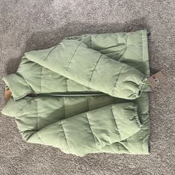 Women’s Green Puffer Jacket No Hood