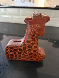 Genuine leather giraffe coin bank