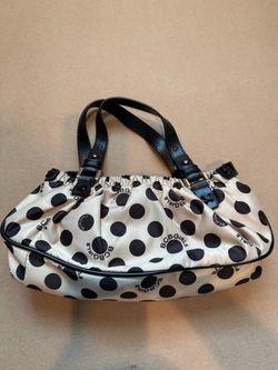 $5.00 , BCBG girls black polka dots nylon small hand bag