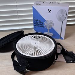 Brand New VENTY Portable Fan - Wireless Battery Operated Fan - 4 Speeds - LED Lighting - Carry Case & Remote Control - Cruise Travel SKU123-S1