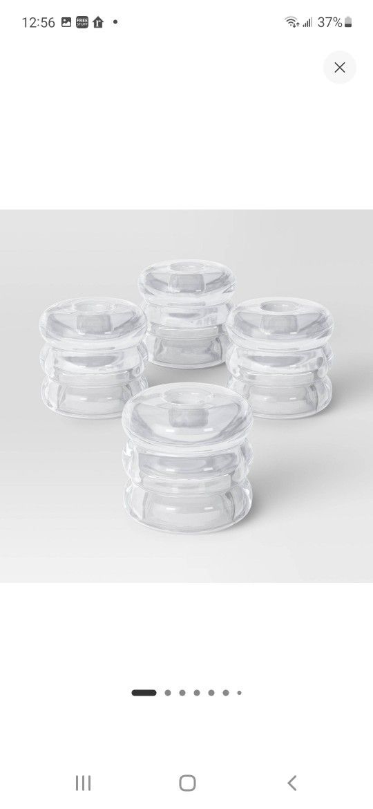 4pack Bubble Glass Taper Candel Holder Clear_room Essentials